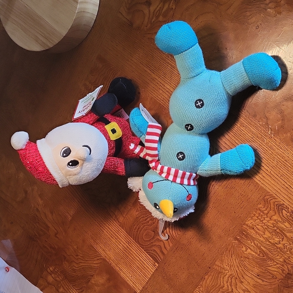 2 dog toys - Santa & Snowman